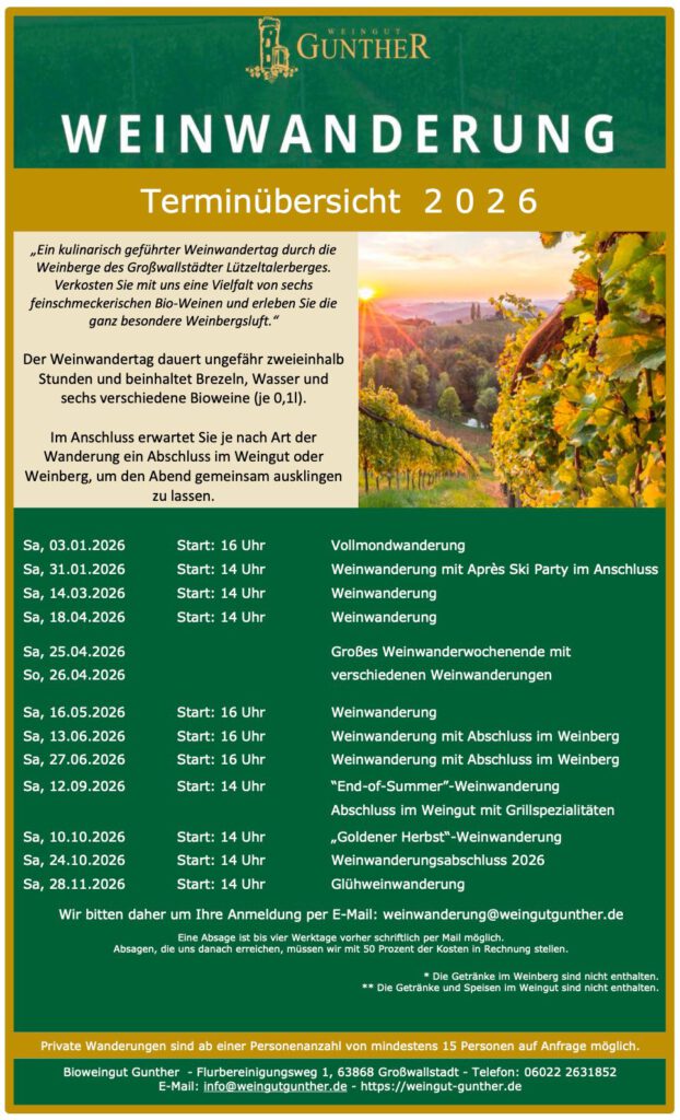 Weinwanderungen 2026